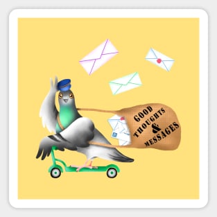 Pigeons Express (Yellow Background) Magnet